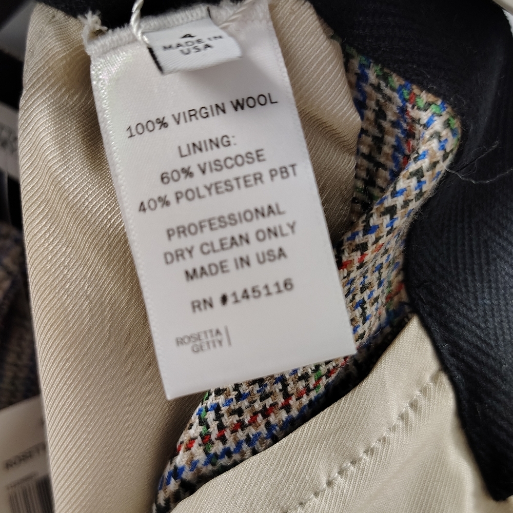 ROSETTA GETTY Prince Of Wales Checked Wide-Leg Trouser | Size 4 | NWT - Picture 6 of 9